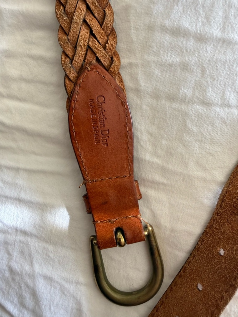 Christian Dior Vintage Braided Leather Belt - Tan and Brown - Picture 3 of 14